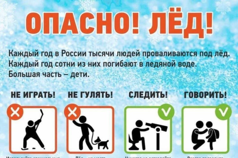 Памятка: Осторожно! Тонкий лед!.